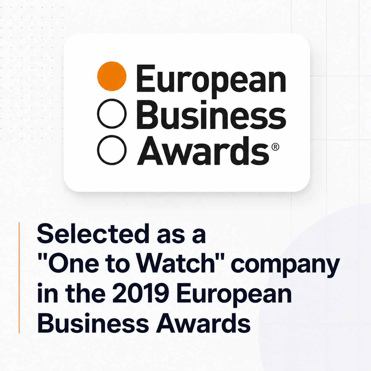 European Business Awards — One to Watch 2019