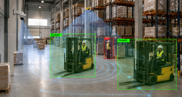 Trio Mobil full stack safety system with AI cameras, forklift detection, and UWB location layer